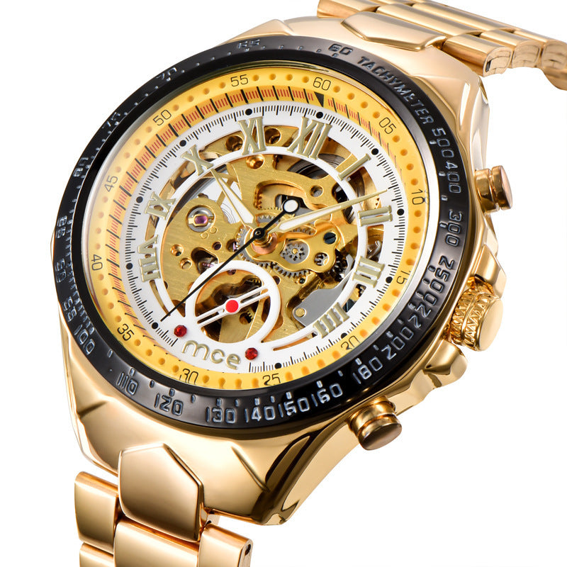 Men's Luxury Gold Skeleton Automatic Mechanical Watch