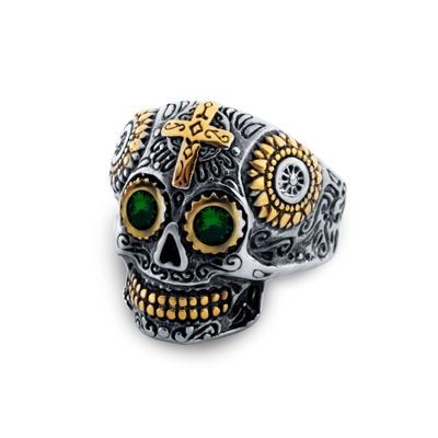 Vintage Cross Sugar Skull Ring