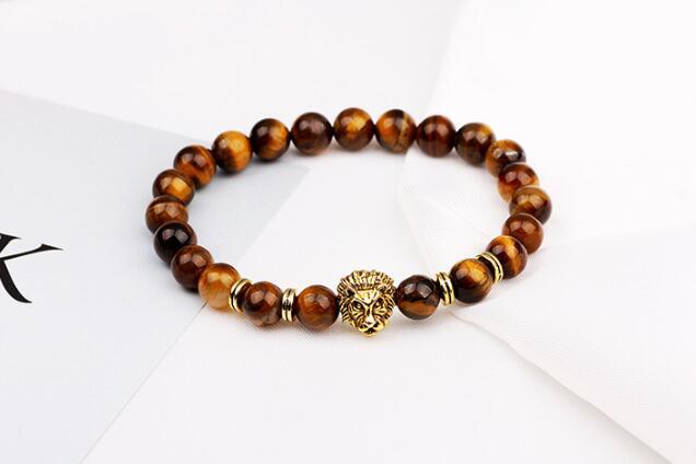 Majestic Lion Carved Stone Bracelet