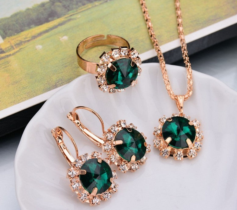 Dazzling Round Rhinestone Jewelry Set