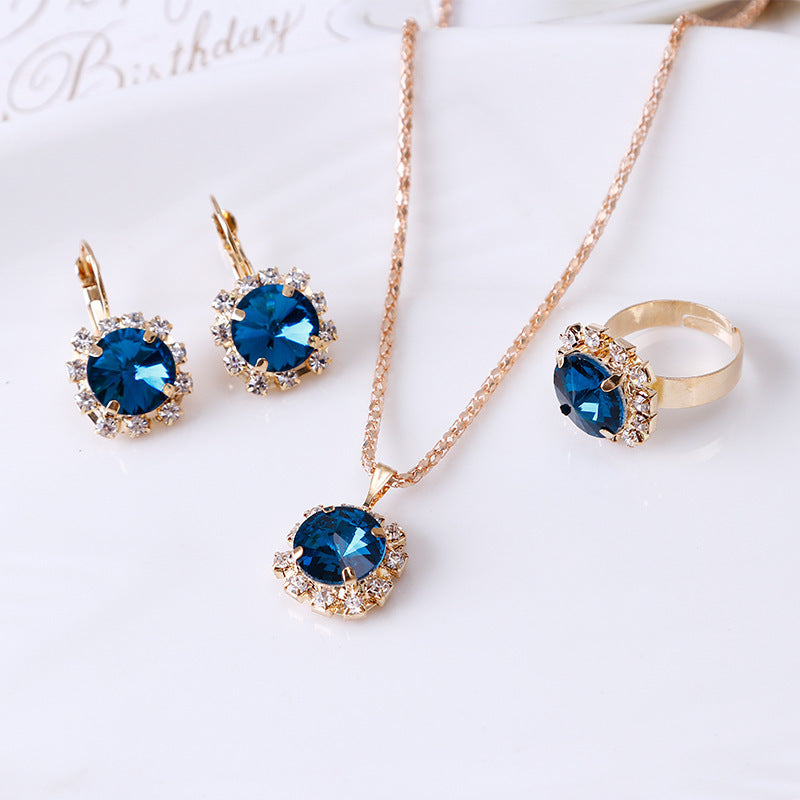Dazzling Round Rhinestone Jewelry Set