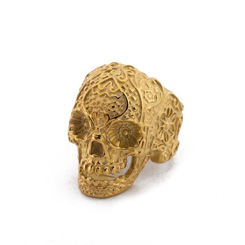 Vintage Cross Sugar Skull Ring