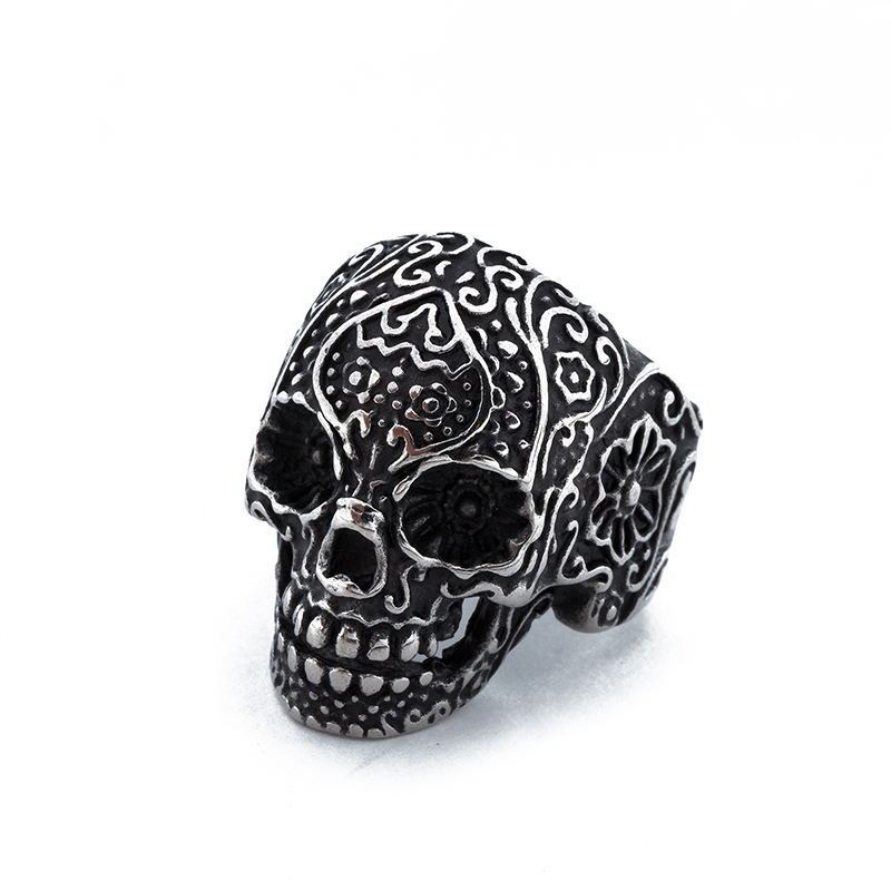 Vintage Cross Sugar Skull Ring