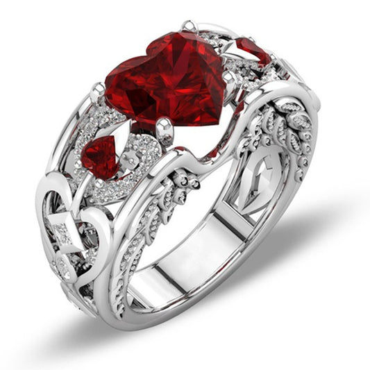 Enchanting Heart-Shaped Ruby Princess Ring