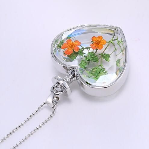 Heart Shaped Glass Pendant Necklace