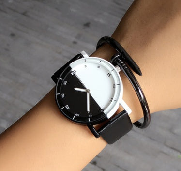 Contemporary Black & White Quartz Watch
