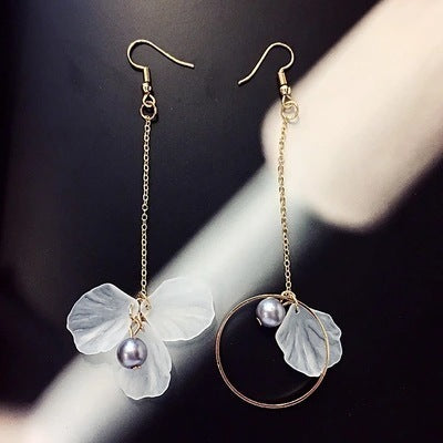 Ethereal Bloom: 4" Vintage Natural Shell Flower Dangle Earrings