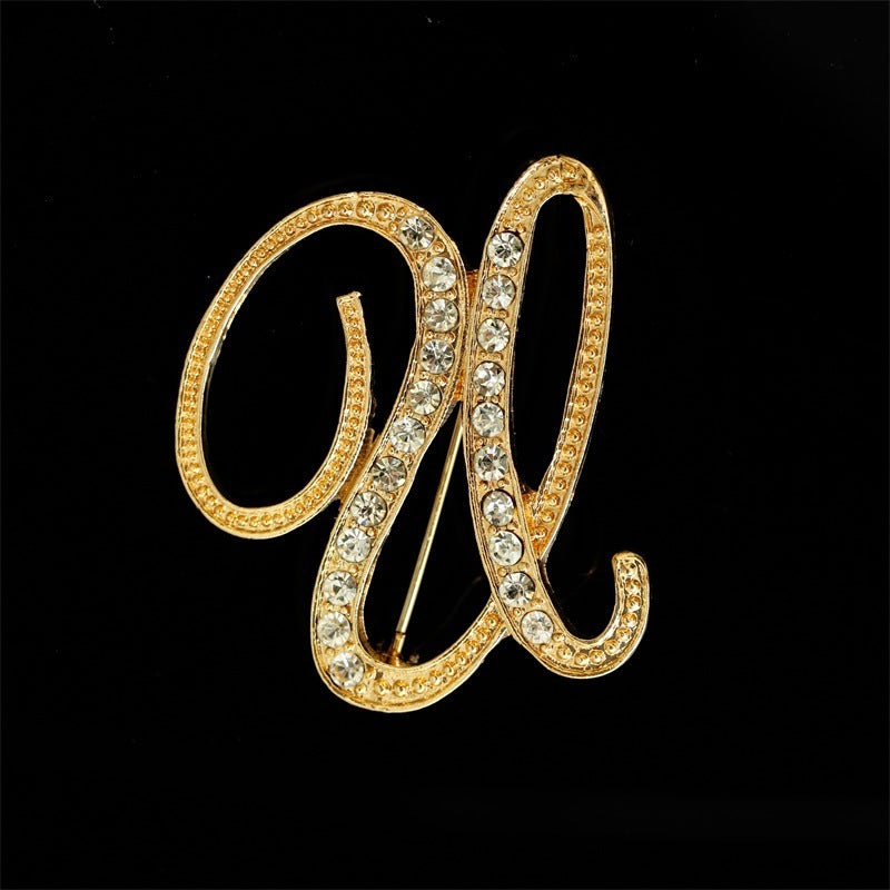 26 English Alphabet Brooch with Diamonds