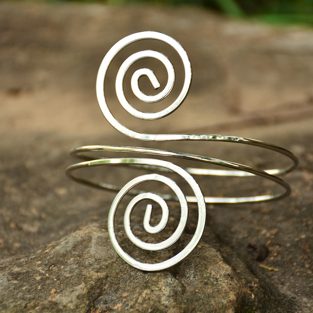 Minimalist Gold Spiral Arm Cuff - Adjustable Boho Upper Arm Bracelet