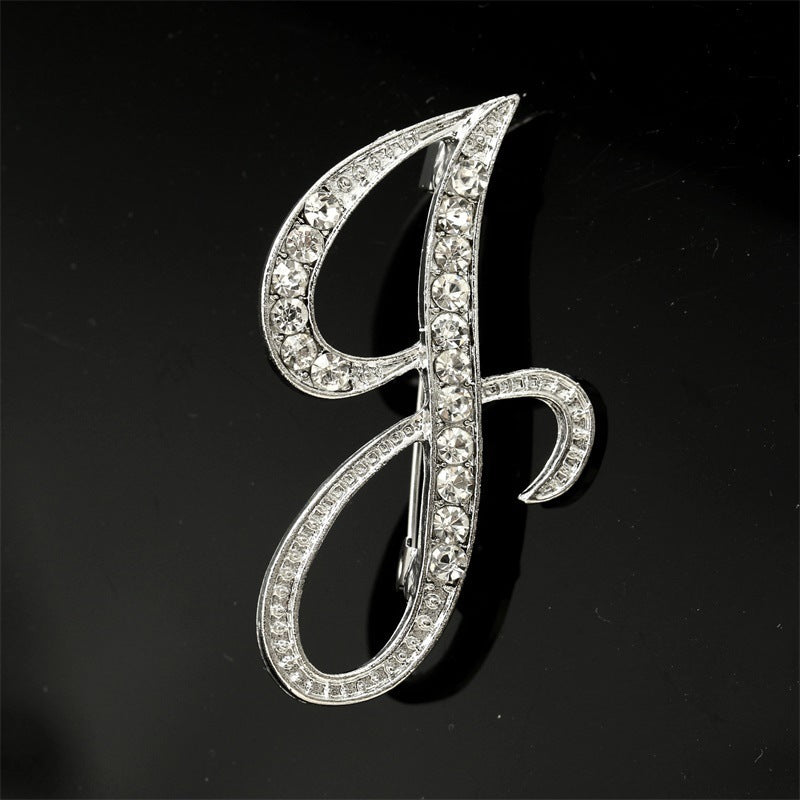 26 English Alphabet Brooch with Diamonds
