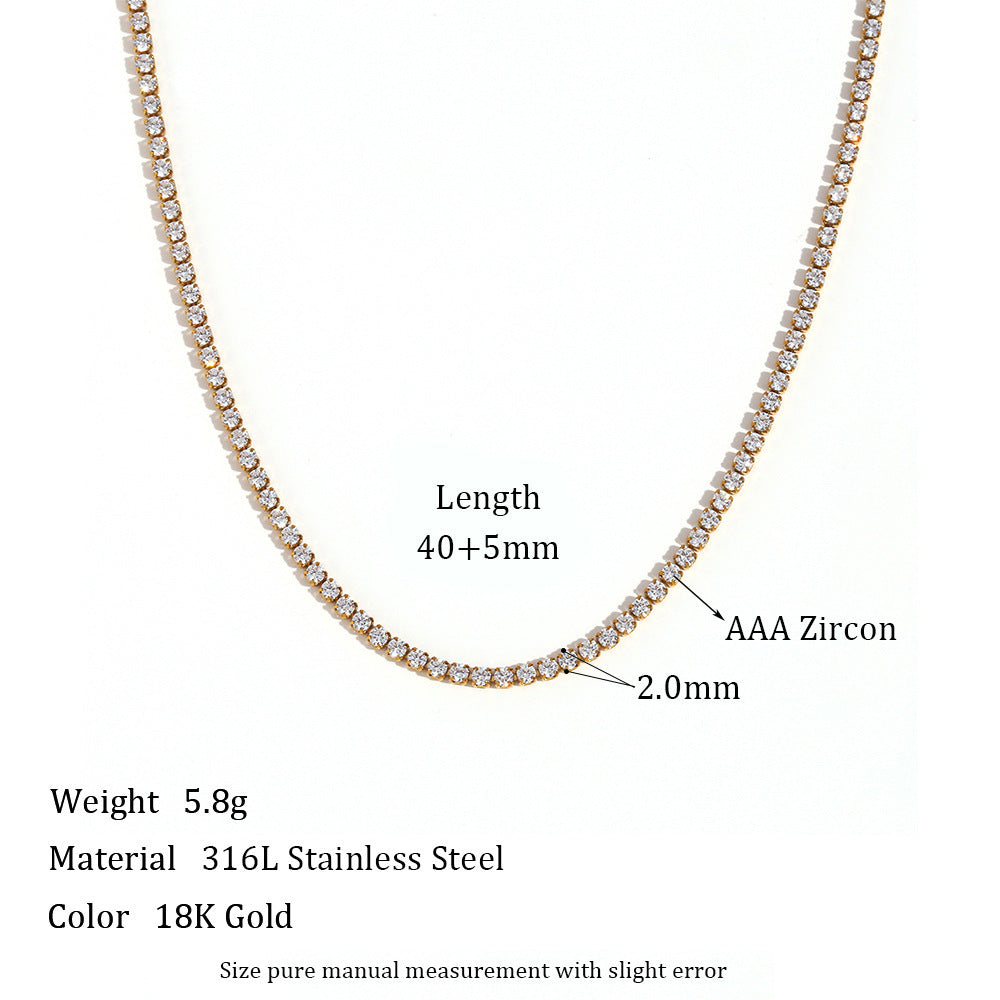 Sleek Gold-Plated Stainless Steel & Zircon Fashion Necklace and Bracelet