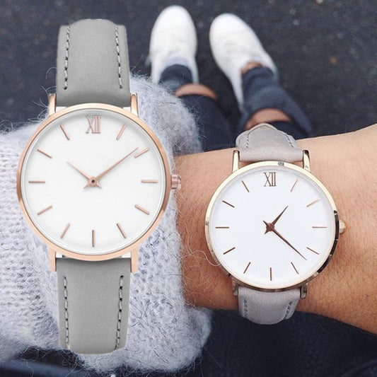 Simple & Stylish Women's Leather Quartz Watch
