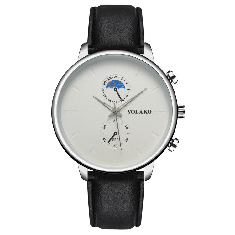 Ultra-thin Quartz Men's Watch with Leatherette Strap