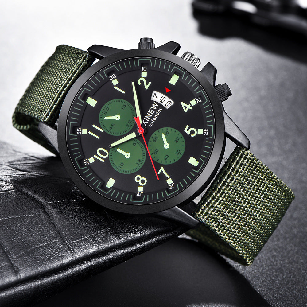 Men's Rugged Nylon Strap Military Sport Watch
