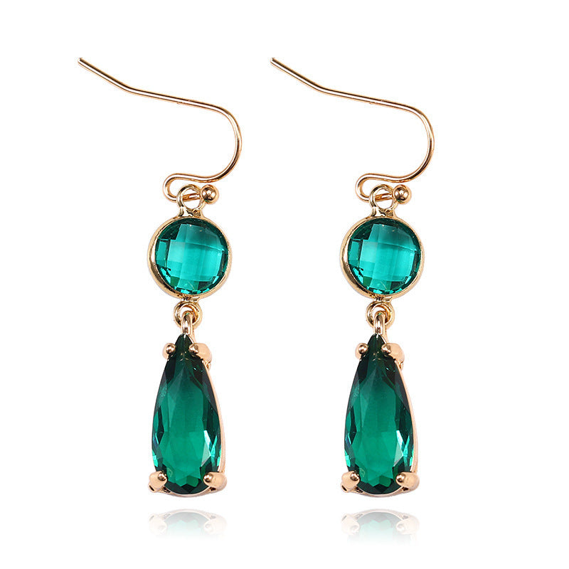 Elegant Pink & Emerald Double Drop Earrings