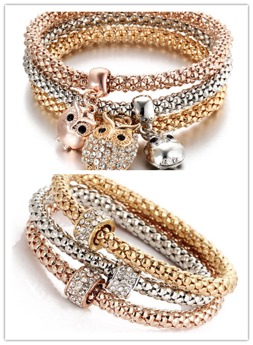 Tricolor Stretch Popcorn Chain Bracelet Set