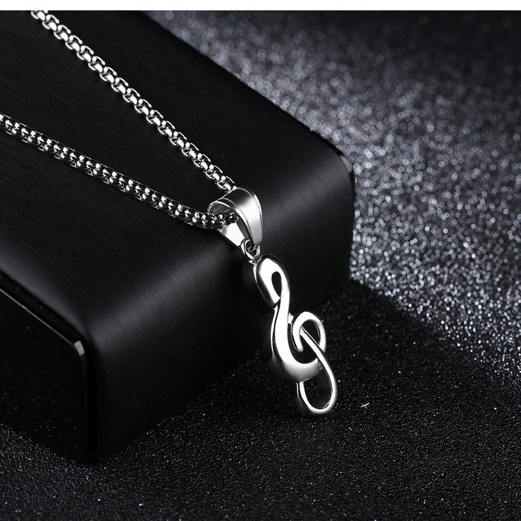 Men's Titanium Steel Music Note Pendant Necklace