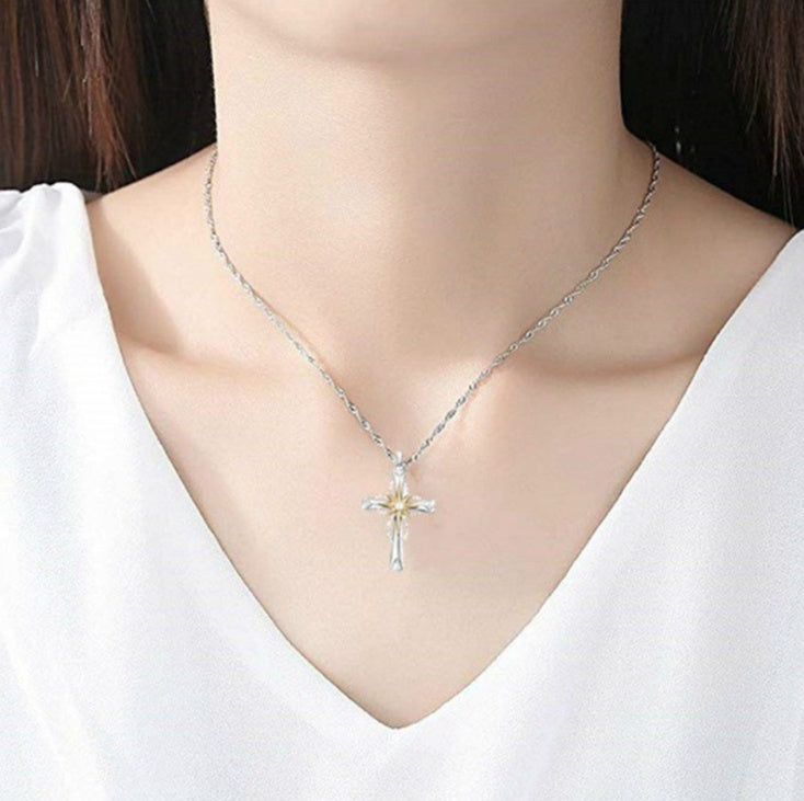 Octagonal Star Cross Alloy Pendant Necklace