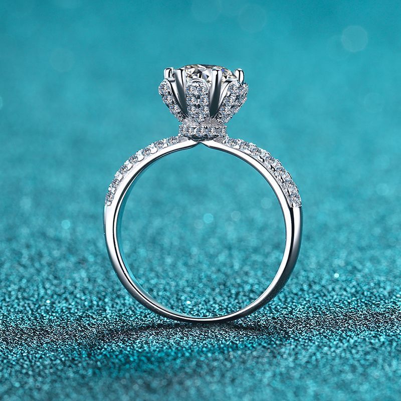 Sterling Silver Simulated Diamond Floral Ring
