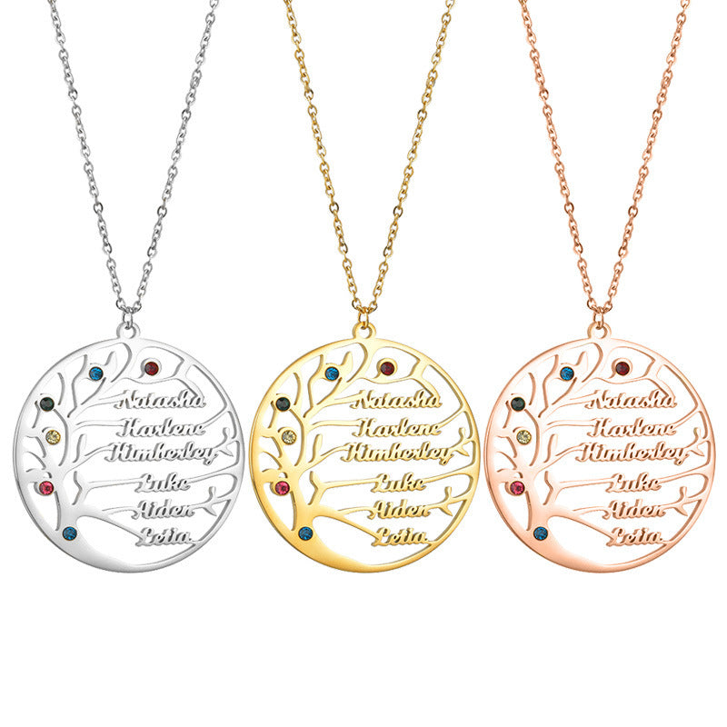 Personalized Golden Tree of Life Name Necklace