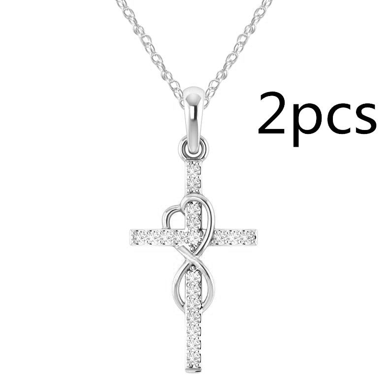 14K Gold Plated Cubic Zirconia Cross Necklace