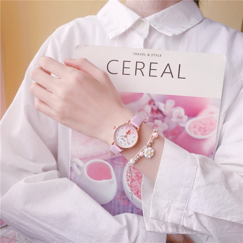 Minimalist Cat Design Analog Wristwatch Set