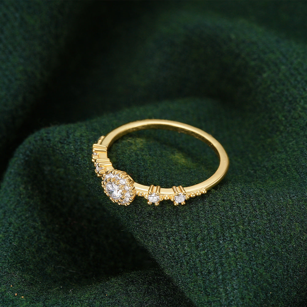 Exquisite Floral Rhinestone 925 Silver Proposal Ring