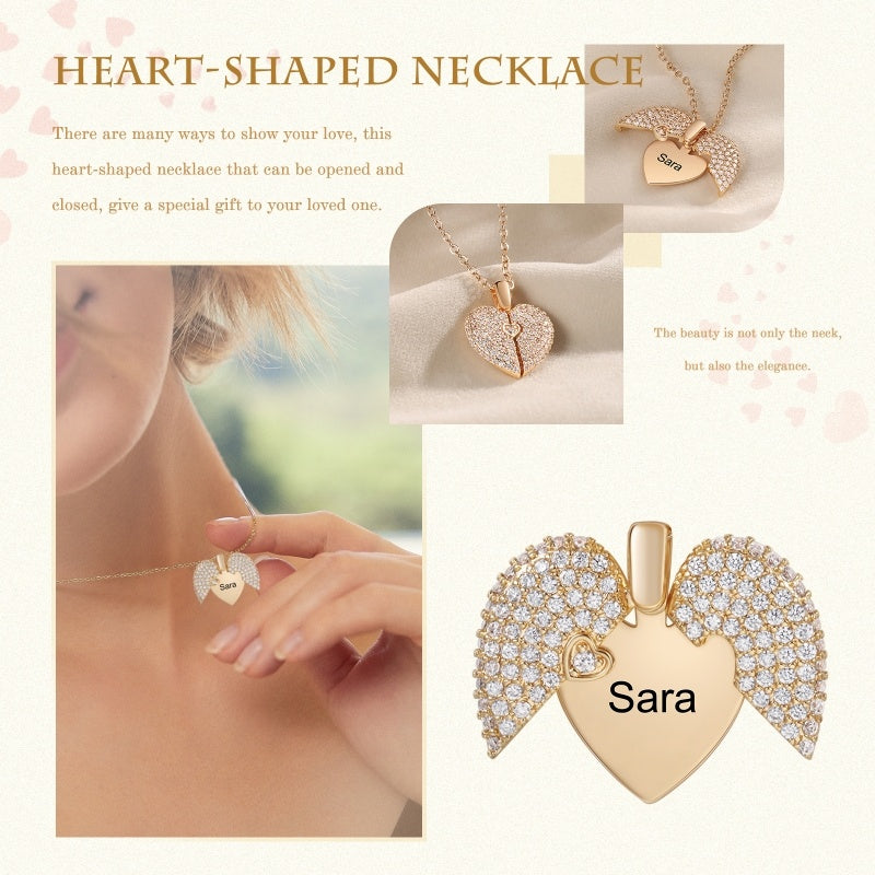 Personalized Zirconia Heart Locket Necklace