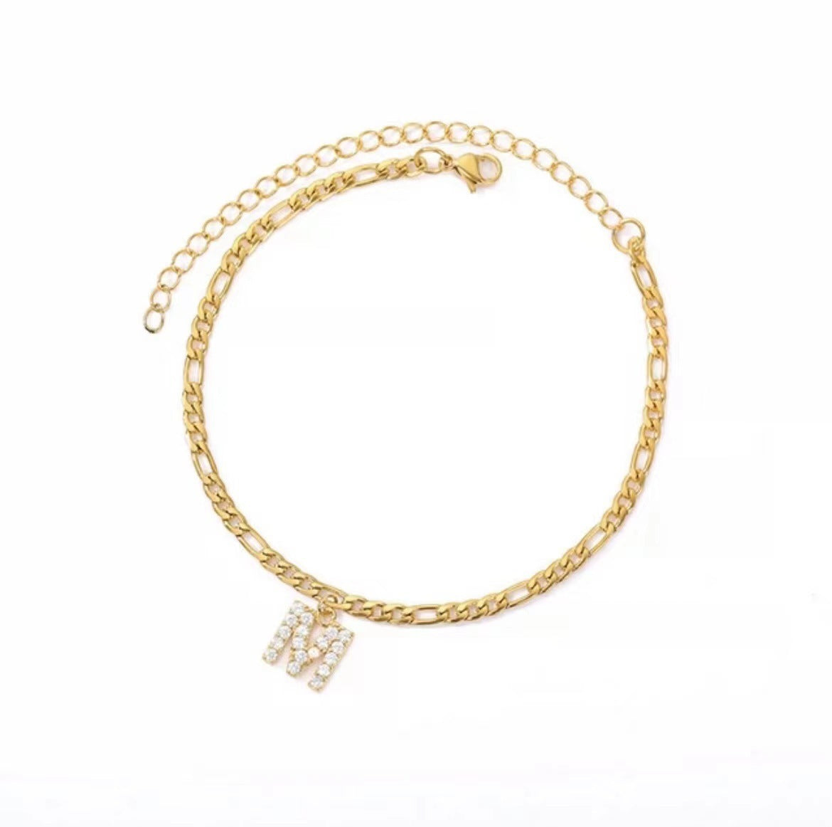 Personalized English Letter Anklet - Unisex Copper & Zircon Jewelry