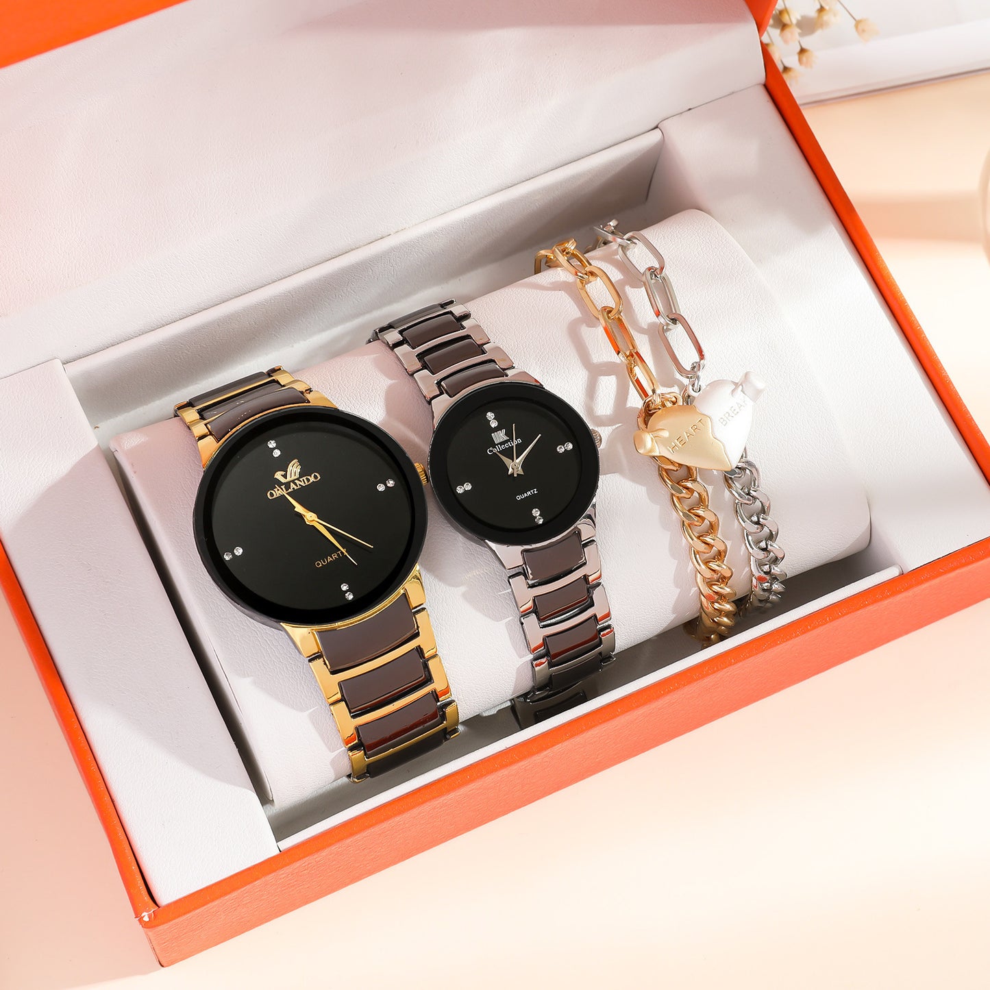 Heartfelt Duo: Couple's Watch & Bracelet Set