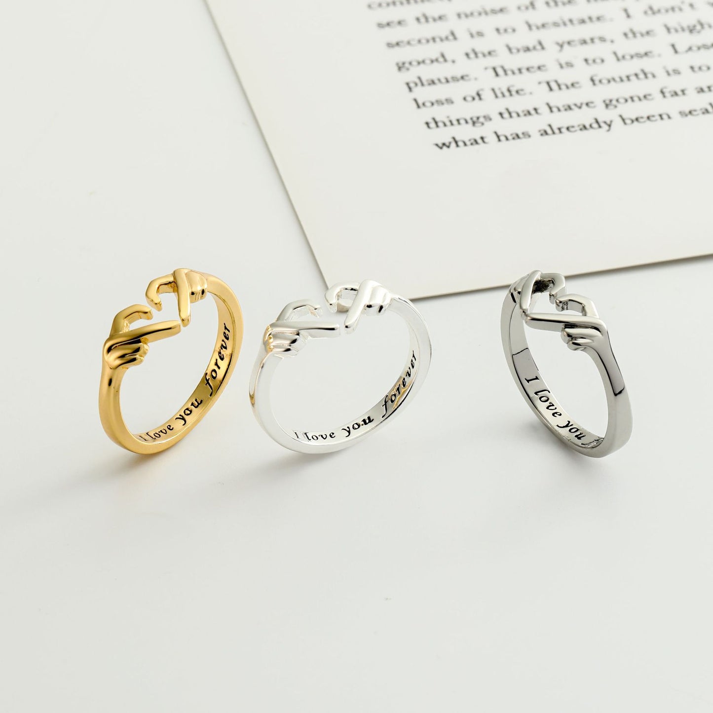 Romantic Heart Hand Hug Fashion Ring