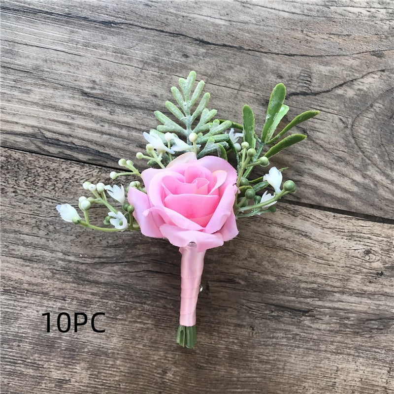 Fabric Rose Bride and Groom Corsage