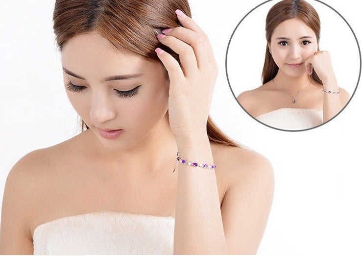 Amethyst Gemstone Silver Bracelet