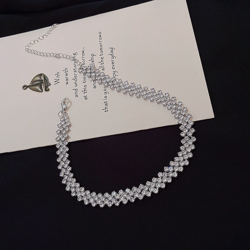 Dazzling Full Rhinestone Clavicle Chain Necklace