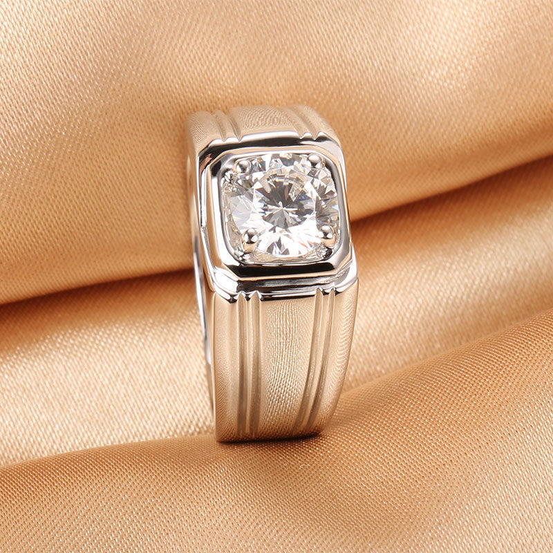 Sterling Silver White Gold-Plated Moissanite Solitaire Ring - 4.00 Ct Round Cut