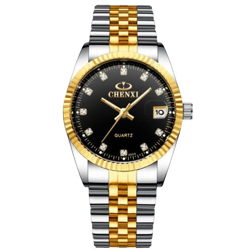 Elegant Golden Stainless Steel Couple Watch