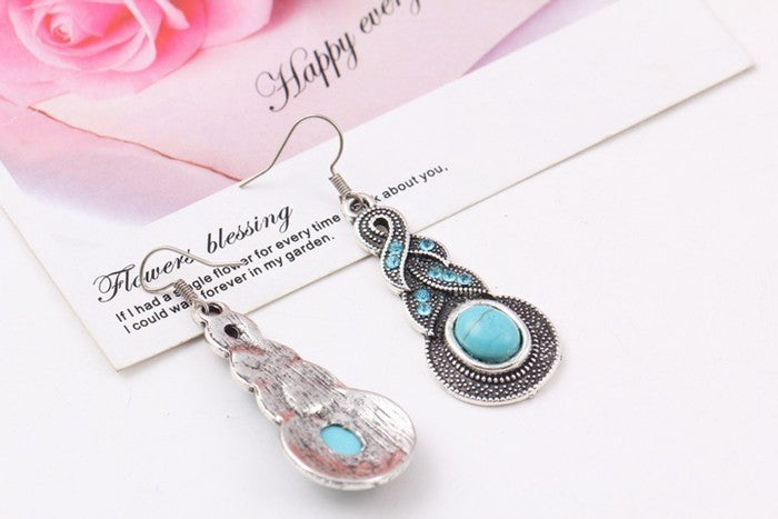 Vintage Bohemian Blue Crystal Turquoise Jewelry Set