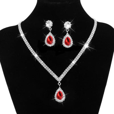 Elegant Tear Drop Crystal Evening Jewelry Set