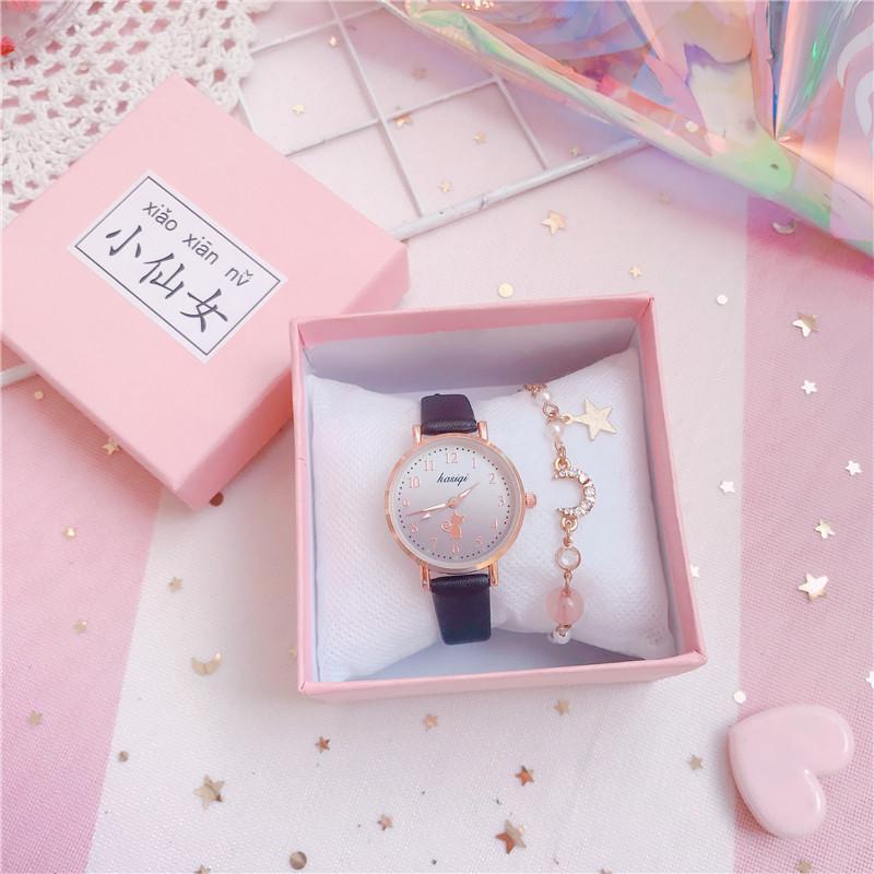 Minimalist Cat Design Analog Wristwatch Set
