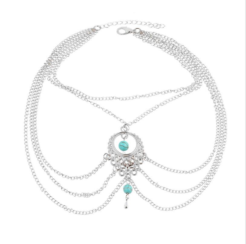 Bohemian Punk Vintage Multi-Layered Tassel Turquoise Anklet