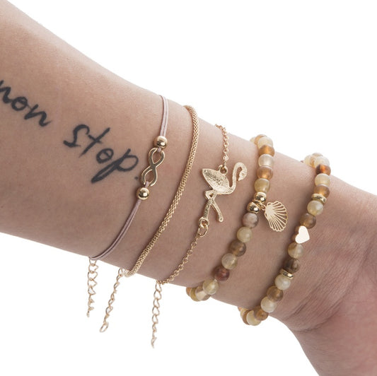 Celestial Charm Bead Chain Bracelet Set