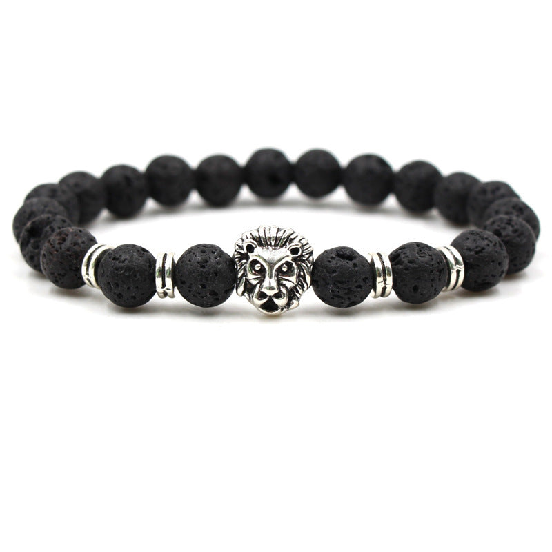 Majestic Lion Carved Stone Bracelet