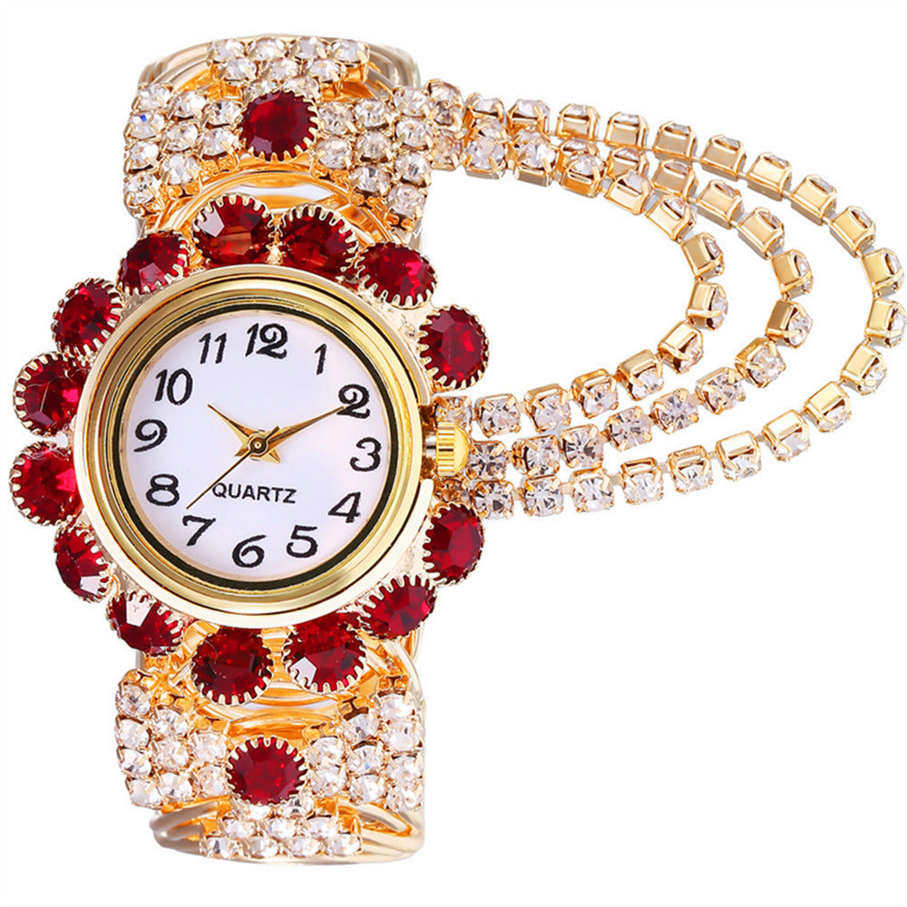 Sparkling Diamond Claw Chain Quartz Watch for Women