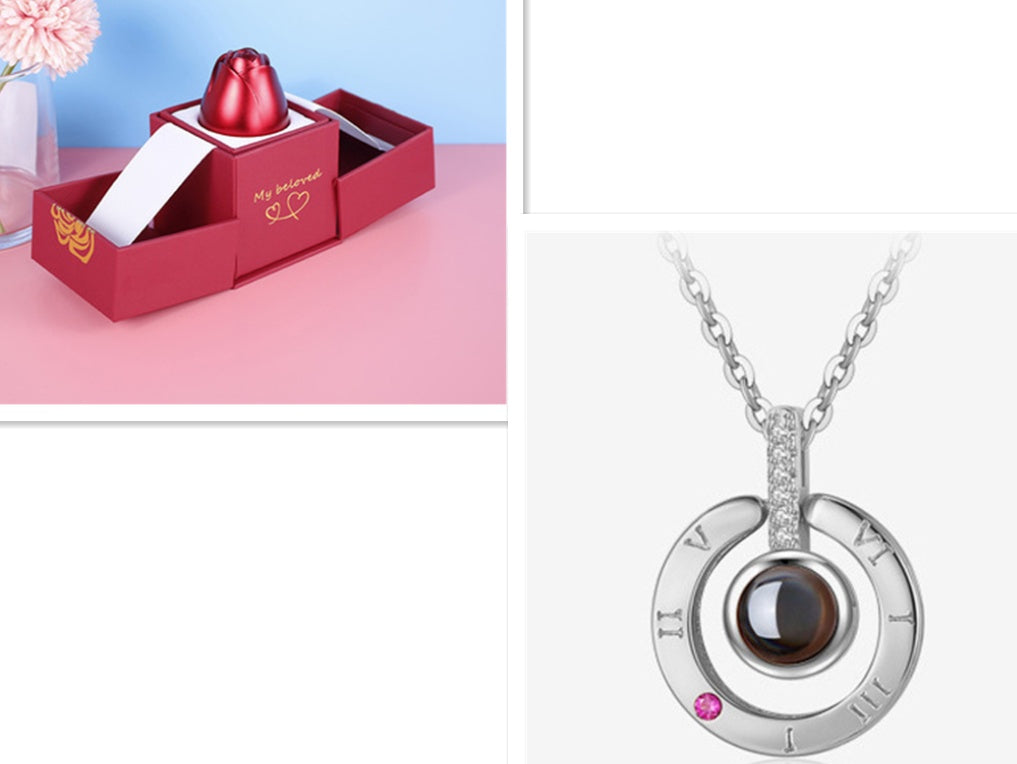 Romantic Rose & Crystal Necklace Gift Set