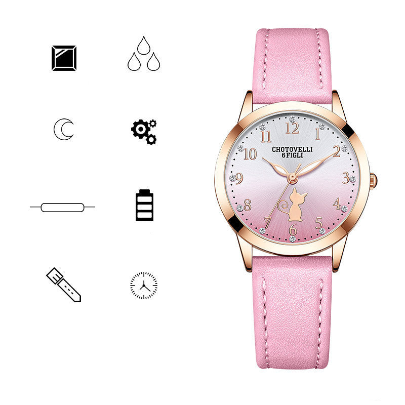 Kids' Rhinestone & Leather Quartz Watch