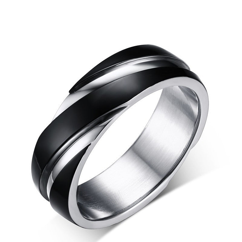Men's Bicolor Titanium Steel Twill Ring