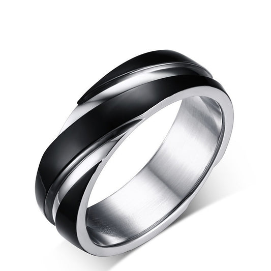 Men's Bicolor Titanium Steel Twill Ring