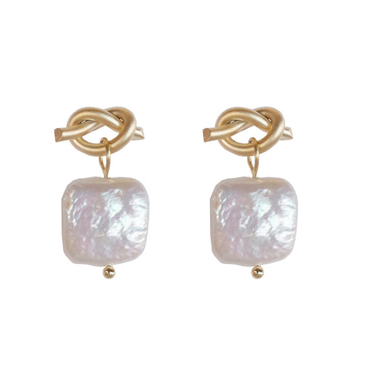 Natural Pearl Geometric Earrings