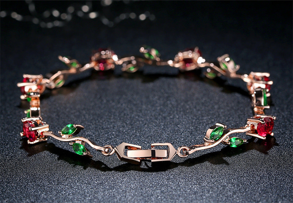 Radiant Rose Gold Plated Crystal Ladies Bracelet