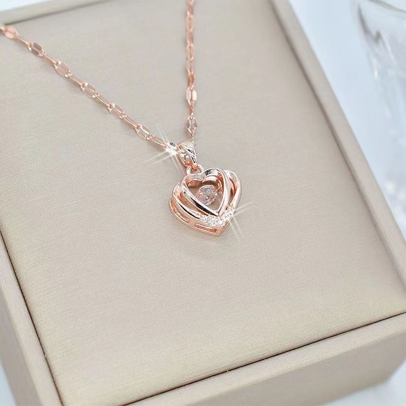 Titanium Steel Perfume Bottle Pendant Necklace - Trendy Zircon Charm